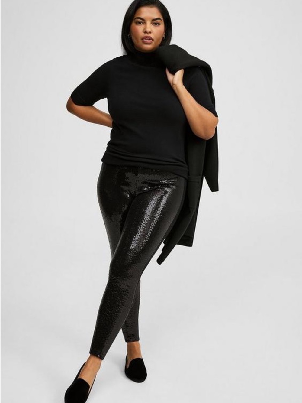 Torrid Black Full-Length Sequin Legging Holiday Chic Punk Goth Plus Size 4X - Picture 3 of 8